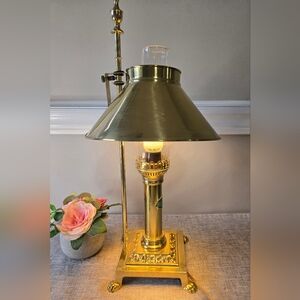 Vintage Brass Orient Express Railroad Paris to Istanbul Clawfoot Desk Table Lamp